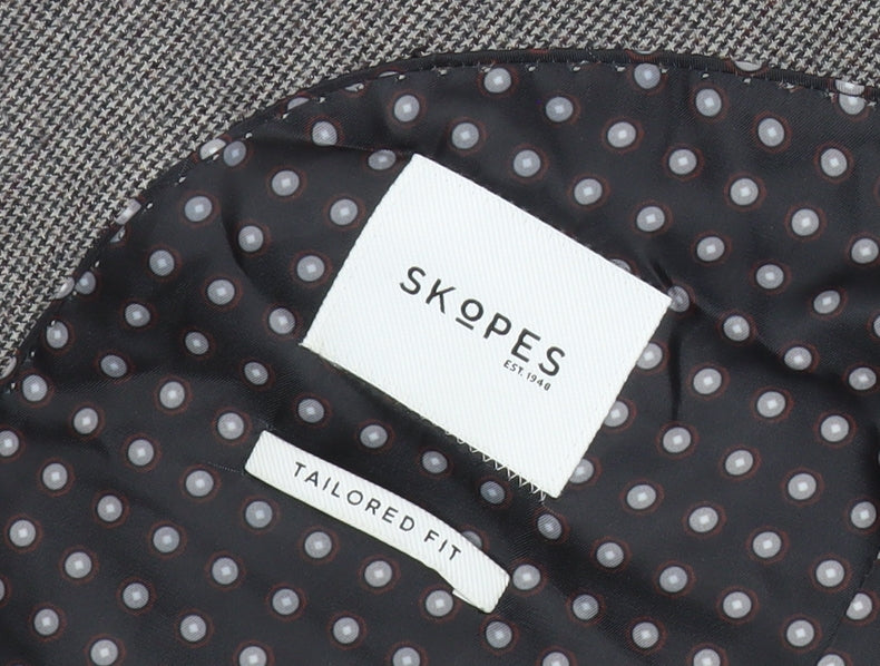 Skopes Men's Grey Check Wool Blazer 40R Slim Fit Jacket