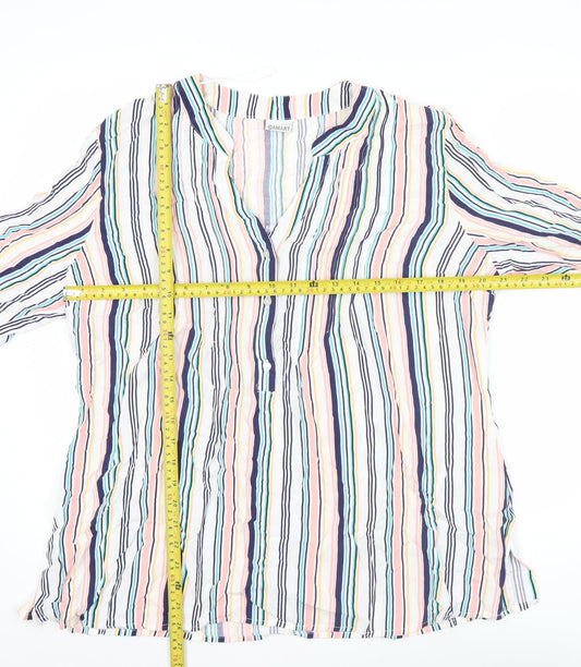 Damart Women’s Multicoloured Striped Viscose Tunic Blouse Size 20