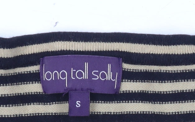 Long Tall Sally Womens Black Stripe Henley Jumper Size S Tall