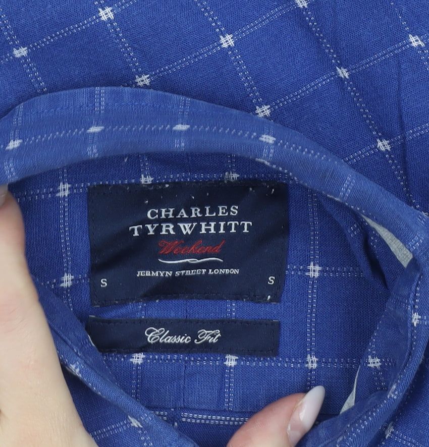 Charles Tyrwhitt Men’s Blue Check Classic Fit Cotton Shirt S