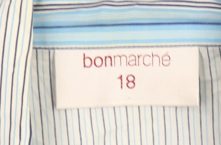 Bonmarché Women’s Blue Striped Button-Up Shirt Size 18 Long Sleeve