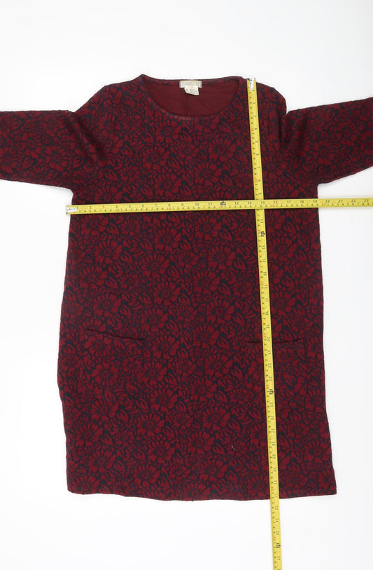 Cooperative Women’s Red Floral Shift Dress M Knee Length Cotton