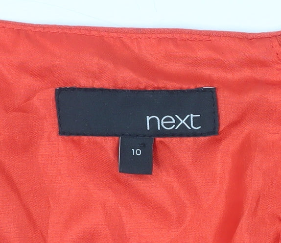 Next Women Red Sheath Knee Length Dress Size 10 Cowl Neck