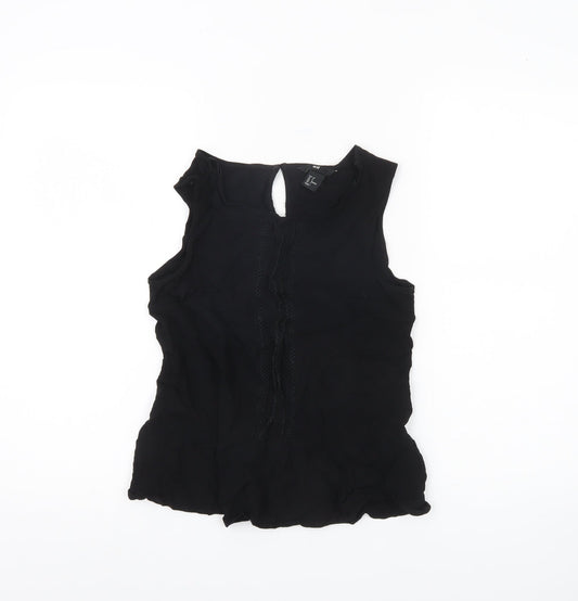 Womens UK Size 10 H&M Black Tunic Blouse