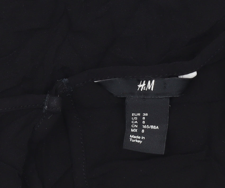 Womens UK Size 10 H&M Black Tunic Blouse