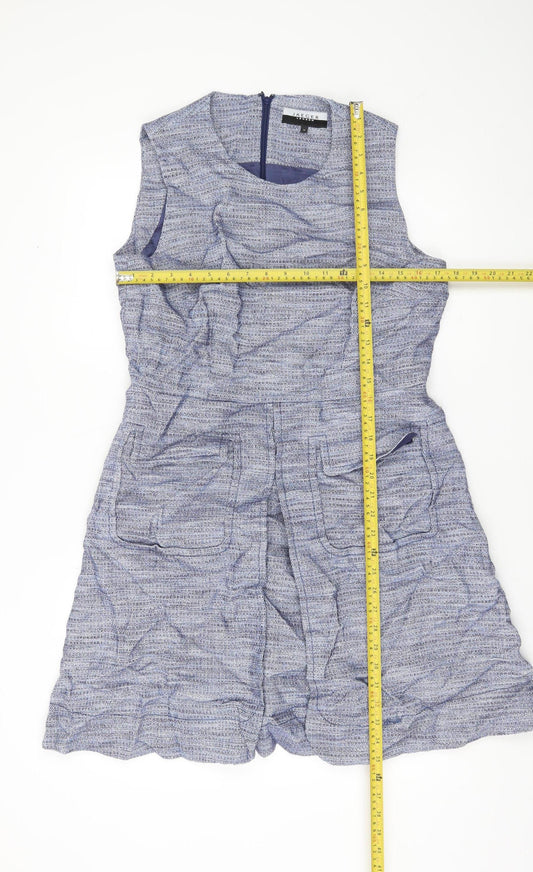 Jaeger Women’s Blue Sheath Dress Size 14 Sleeveless Knee Length