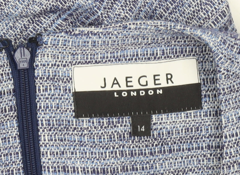 Jaeger Women’s Blue Sheath Dress Size 14 Sleeveless Knee Length
