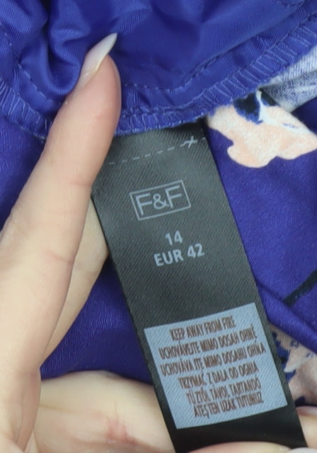 Womens UK Size 14 F&F Slim Fit Casual Purple Trousers