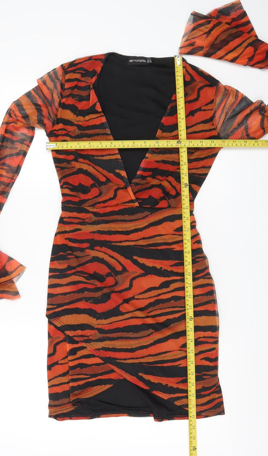 PrettyLittleThing Women’s Multicoloured Animal Print Mini Wrap Dress UK 10