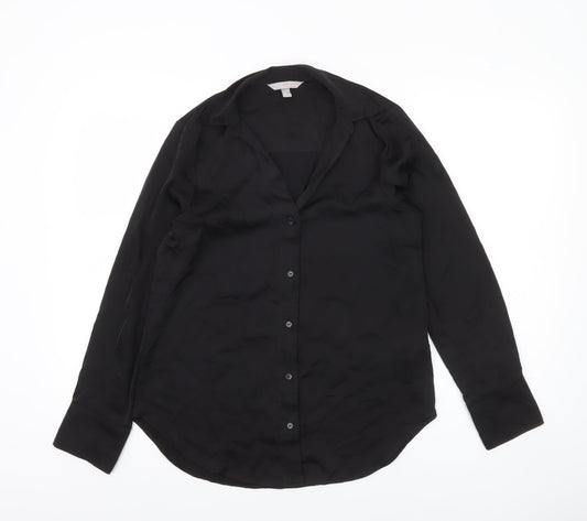 Womens UK Size XS H&M Black Basic Button-Up