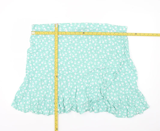 Marks and Spencer Women’s Green Floral Wrap Skirt Size 24 Ruffle