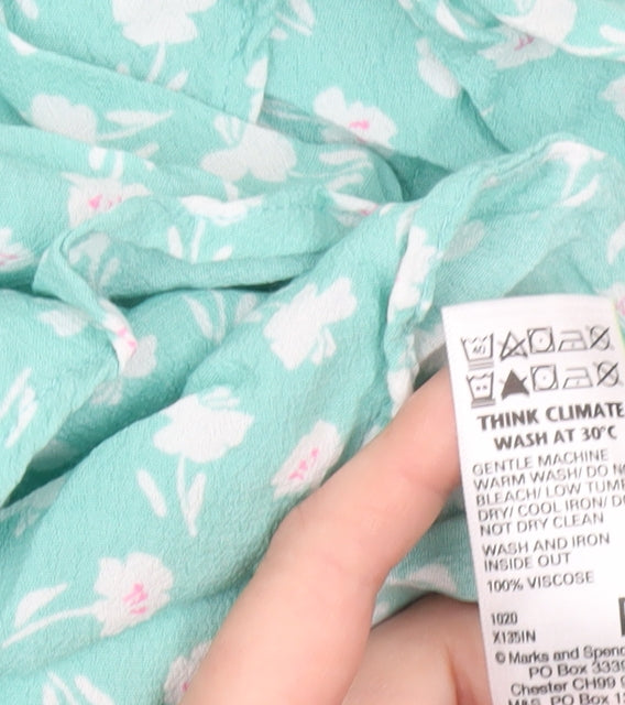 Marks and Spencer Women’s Green Floral Wrap Skirt Size 24 Ruffle