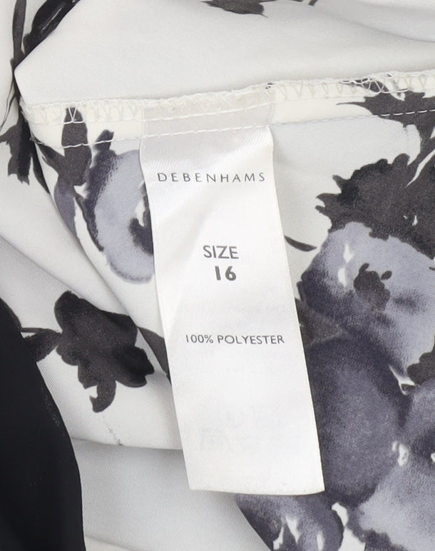 Debenhams Women’s Black Floral A-Line Knee Length Skirt Size 16