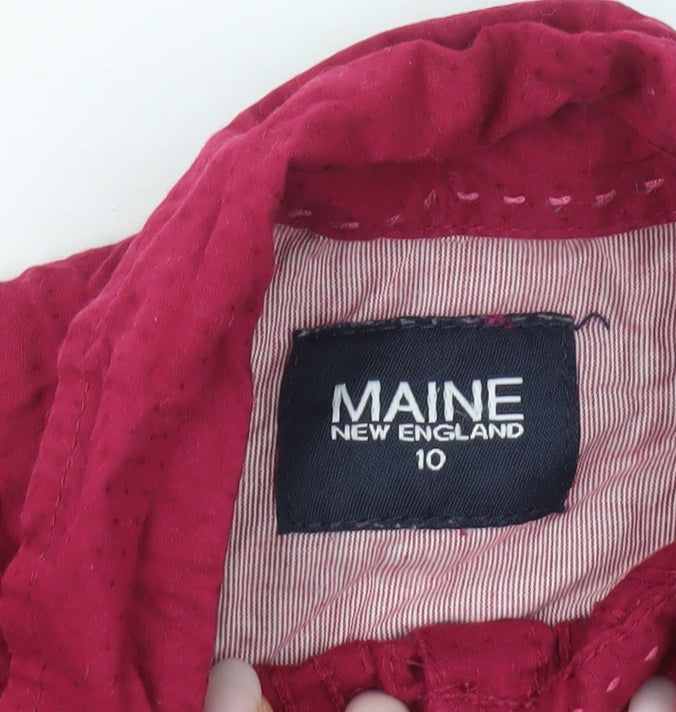 Maine New England Womens Red Size 10 Cotton Button-Up Shirt Blouse