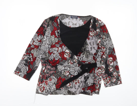 Womens UK Size L Saloos Multicoloured Wrap Blouse