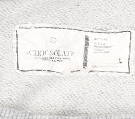 Chocolate Women’s Grey Cotton Sweatshirt Navy Logo Size XS