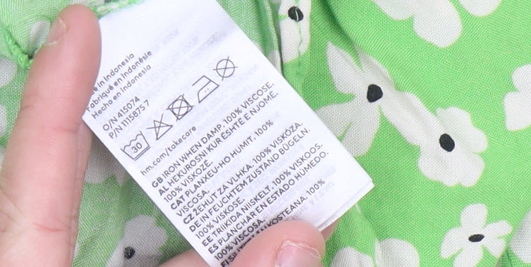 H&M Maternity Womens Green Floral Shift Dress Size 14 Long Sleeve