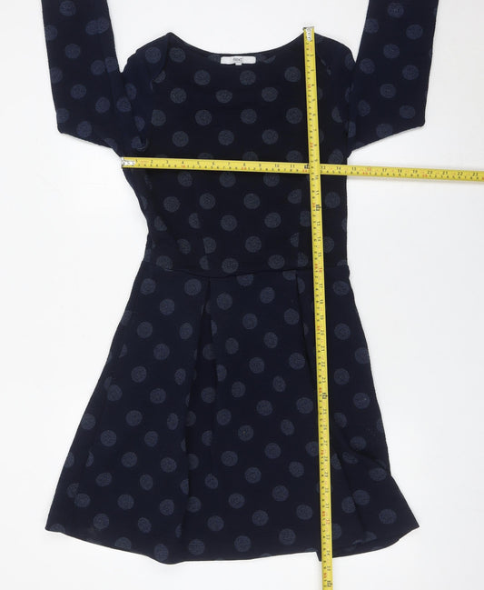 Next Women's Blue Polka Dot Fit & Flare Dress Size 10