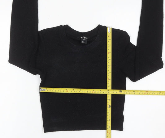 Womens UK Size S Monki Black Cropped T-Shirt