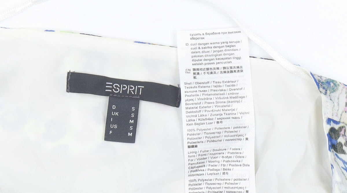 Brand and care label for ESPRIT women’s multicoloured floral chiffon blouse s v-neck long sleeve
