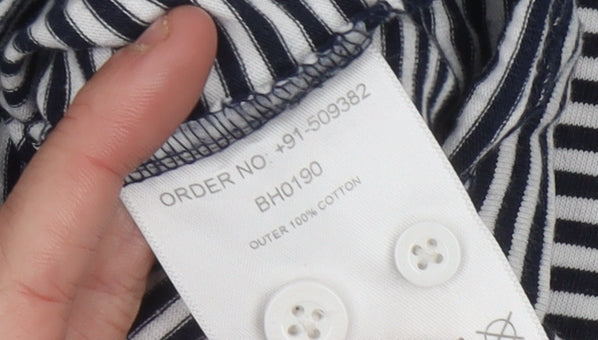 Brookhaven Men’s Blue Striped Cotton Polo Shirt Medium