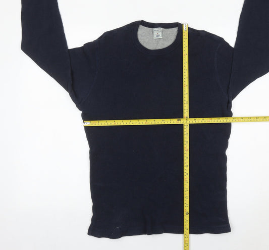 Old Navy Men’s Navy Blue Waffle-Knit Cotton Pullover Jumper M