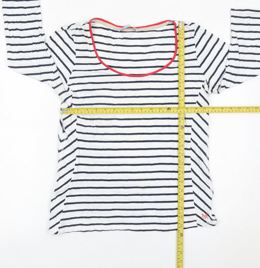 Crew Clothing Co. Women’s White Navy Stripe Cotton 3/4 Sleeve Top Size 14