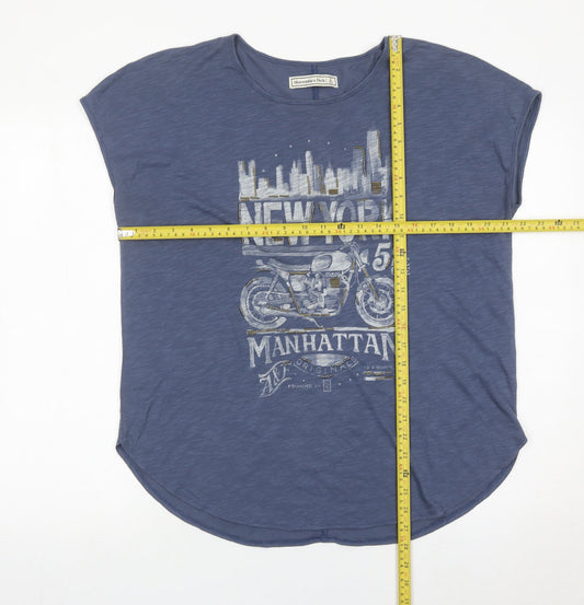 Abercrombie & Fitch Womens Blue L Graphic New York T-Shirt