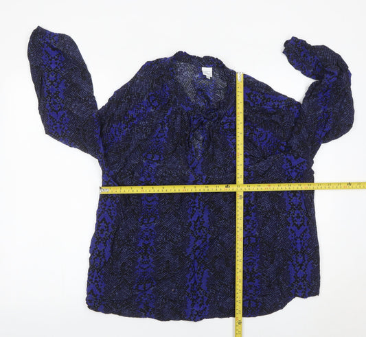 John Lewis Womens Blue Animal Print Viscose Tunic Blouse Size 18