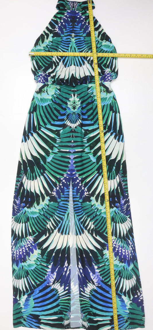 Warehouse Women’s Multicoloured Maxi Halter Dress Size 8