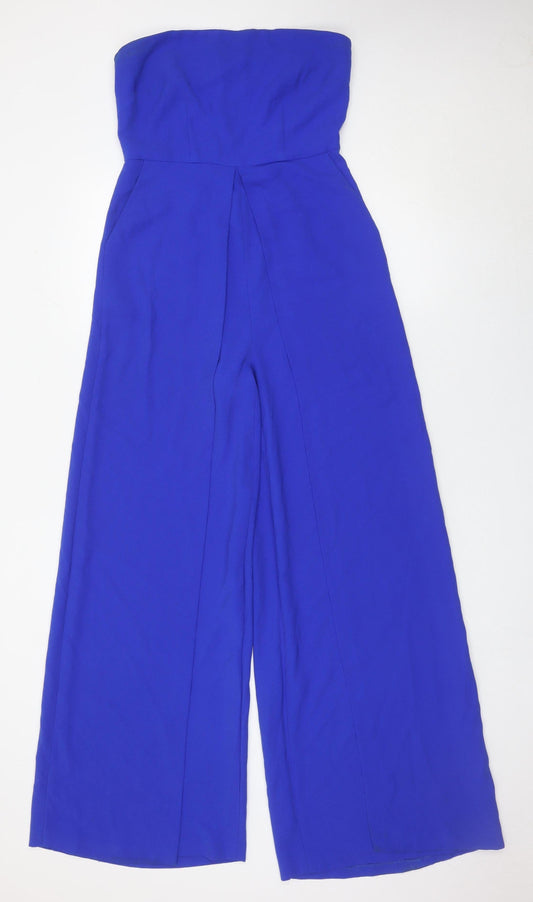 Very Women’s Blue Strapless Wide Leg Jumpsuit Size 8