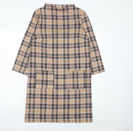 Tu Women’s Multicoloured Check Shift Dress Size 8 Long Sleeve