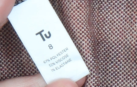 Tu Women’s Multicoloured Check Shift Dress Size 8 Long Sleeve