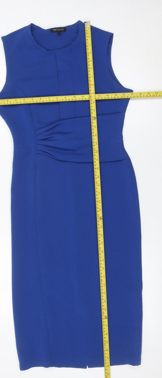 Next Women’s Blue Sheath Knee Length Dress UK 8 Sleeveless