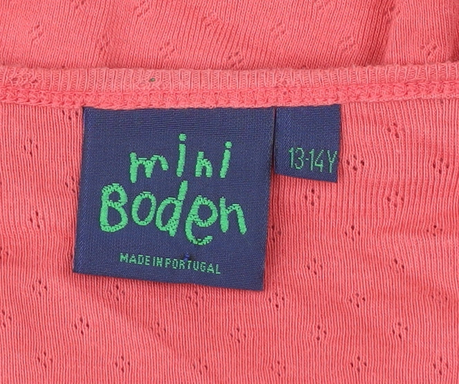 Mini Boden Girls Pink Cotton Shrug Jumper Long Sleeve Tie Front 13-14Y
