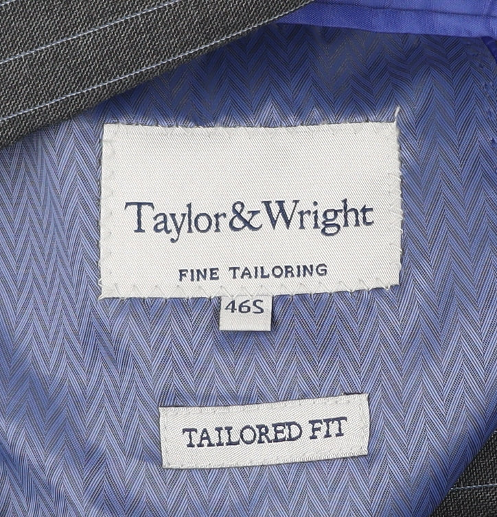 Taylor & Wright Men’s Grey Pinstripe Blazer 46S Tailored Fit Jacket