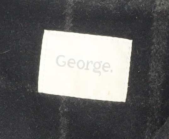 George Women’s Black Check Mid-Length Hooded Coat UK 12
