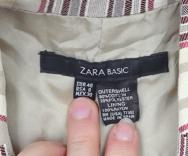 Zara Basic Womens Multicoloured Striped Blazer Jacket UK 12