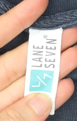 Lane Seven Womens Blue Sweatshirt M Pullover Crew Neck Feather Print