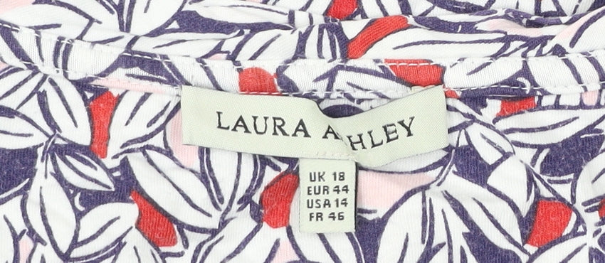 Laura Ashley Women’s Multicoloured Floral T-Shirt UK 18 Cotton Modal
