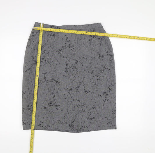 Mackays Women’s Grey Floral Pencil Skirt Size 14 Workwear