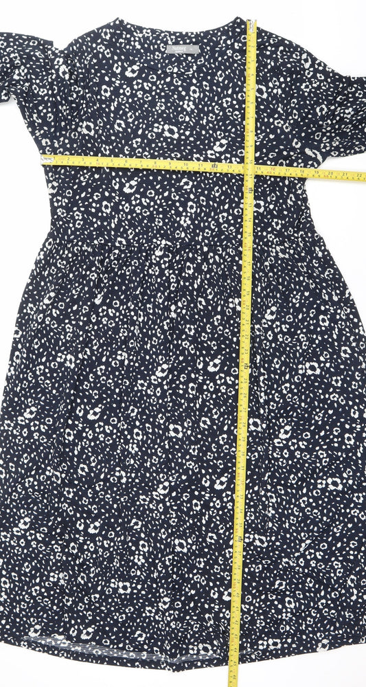 Nutmeg Women Blue Animal Print Sheath Dress Size 14 3/4 Sleeve