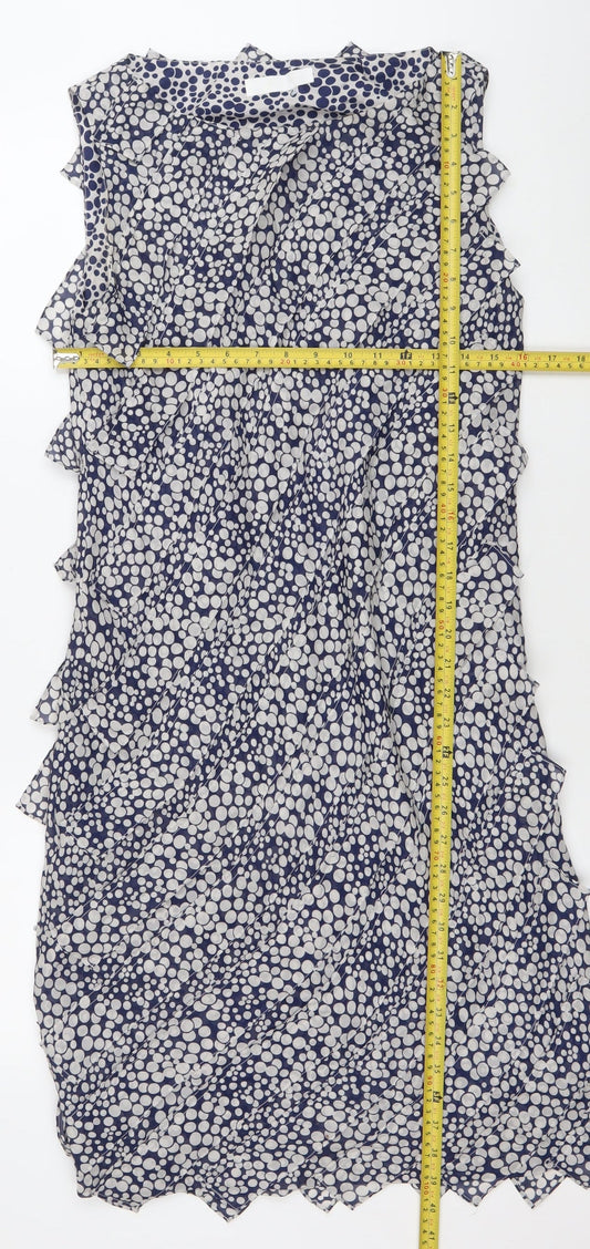 Nicole Miller Women’s Blue Polka Dot Silk Swing Dress Size 12
