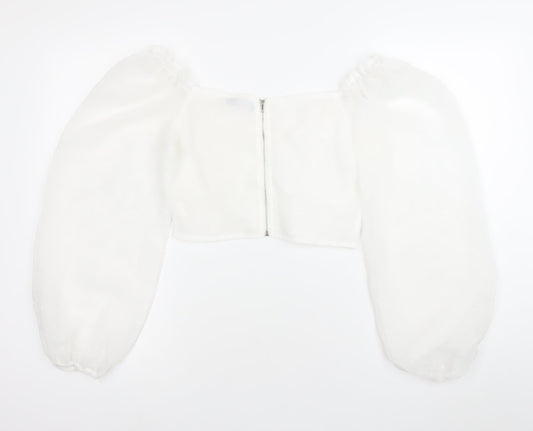 Womens UK Size 8 PRETTYLITTLETHING White Cropped Blouse