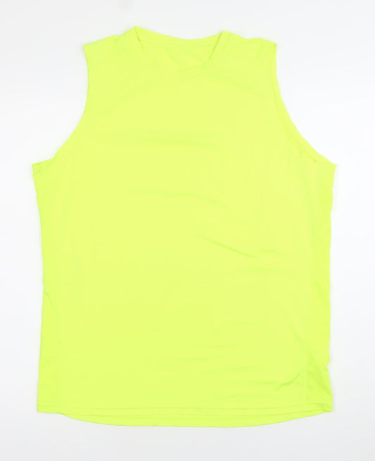 Crane Men's Yellow Sleeveless Tank Top L Moisture Wicking