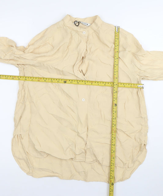 Womens UK Size M Zara Beige Basic Button-Up