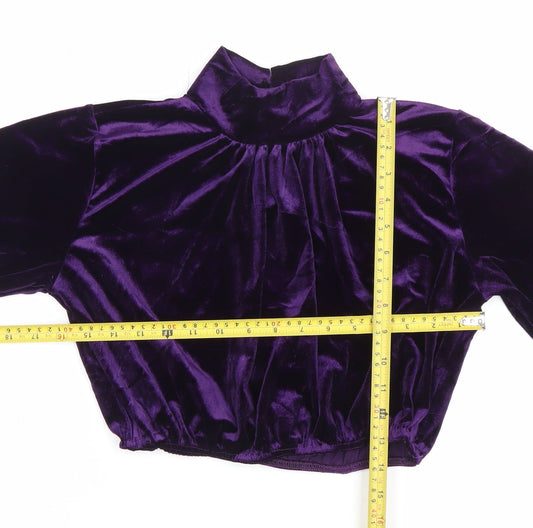I Saw It First Women's Purple Velvet Cropped Blouse Size 8