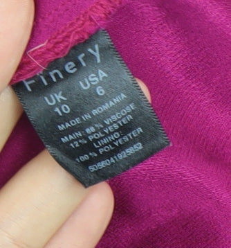 Finery Women Pink Viscose Wrap Dress Size 10 Belted Long Sleeve