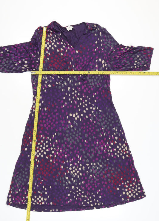 East Women’s Purple Abstract Print A-Line Knee Length Dress Size 16