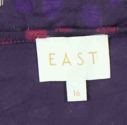 East Women’s Purple Abstract Print A-Line Knee Length Dress Size 16